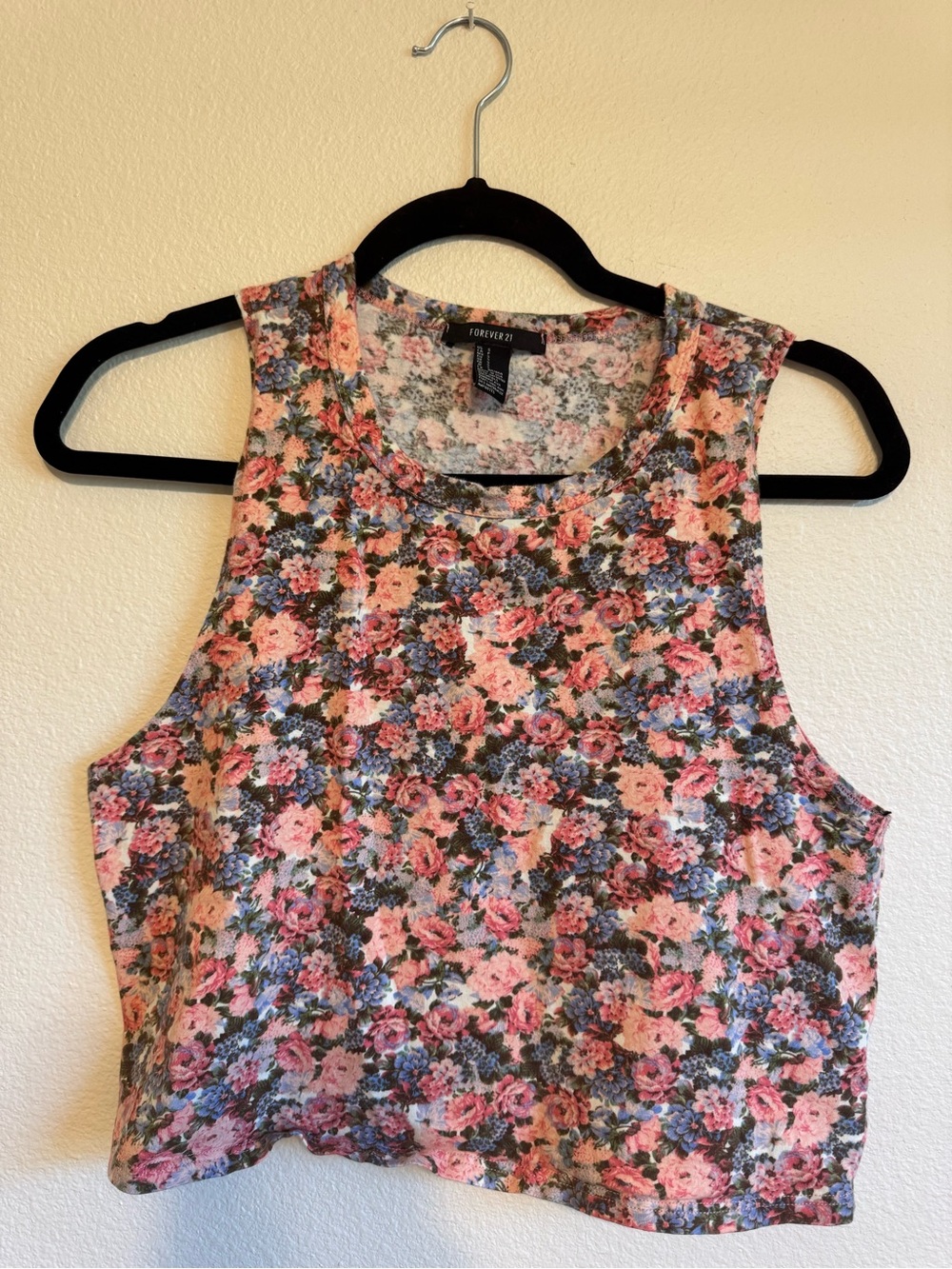 Forever 21 Pink Floral Crop Tank
